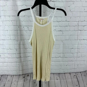 Sundry Ribbed Tank Top Eggshell White Trim Size Small